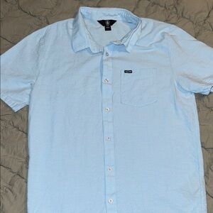 Volcom Light Blue Short Sleeve Shirt Button Down Dress Shirt